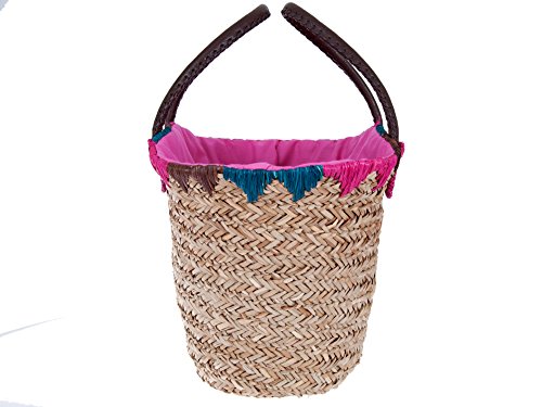 Ibiza-Stroh-Korbtasche „La Playa“ natur, handgeflochten mit Innenfutter, Strandtasche, Shopper - 3
