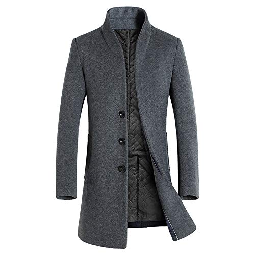 Sonnena Herren Warme Wintermantel Wolljacke Lang Stehkragen Trenchcoat Slim Fit Business Windbreaker Strickjacke Sweatjacke Überzieher Coat