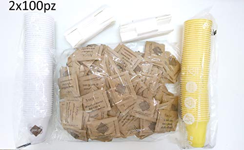 Accessoires à Café, Verres 80cc, Sucre Brun, Agitateurs - 200 pz - Dolci Aveja