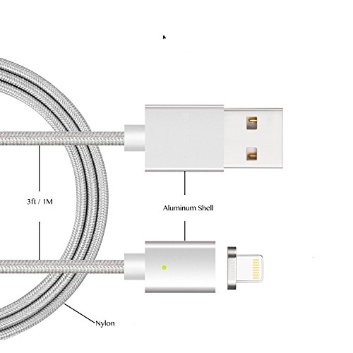Magnetische Lightning auf USB Kabel  Lively Life 2 Kable   1 Magnetischer Blitzkopf Nylon Geflochten Ladekabel mit LED-Anzeige f  r iPhone  iPad Air  