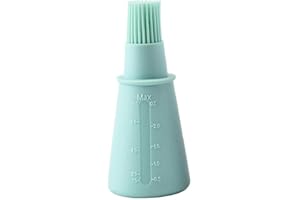 Froiny 1pc Oil Bottle with Basting Brush Silicone Temperature Resistant Basting Brushes Oil Bottle Brush Baking Accessories, Green