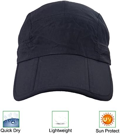 CATOP Collapsible Breathable Quick Dry Lightweight &amp; Portable Anti UV Sun Visor Hats Outdoor Sports Mesh Side Baseball Cap Unisex Black