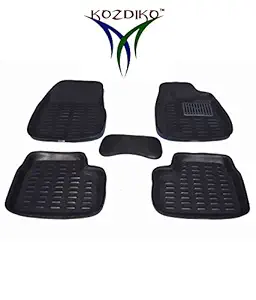 Kozdiko 3D Car Floor Mat for Hyundai Santro Xing (Set of 5, Black)