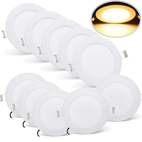 Luces LED redondas Yesda de 6 W, ultrafinas, para instalar en techo (10 unidades), 9W Warmweiß, LED LAMPE, 9.0 wattsW