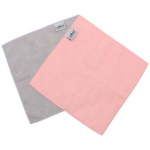 ZOLLNER® 14er-Set seifenfreie wiederverwendbare Gesichtsreinigungstücher / Kosmetiktücher / Seiftücher / Abschminktücher aus Microfaser 25×25 cm (7x rosa 7x hellgrau), Serie „Bel“ - 2