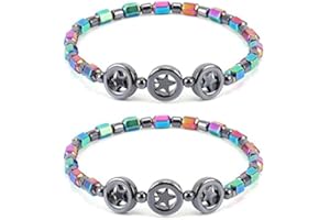 Pipihome Tobillera Magnética de Hematites, 2 Piezas de Piedra Magnética Natural Tobillera Hematita Magnética Adelgazante Pulsera para el Tobillo para Hombres y Mujeres