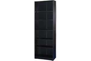 Absolute Deal Tall Narrow Bookcase Storage Unit With Adjustable Shelving Furniture For Living Room Home Office, Black, 60 x 29 x 180 cm