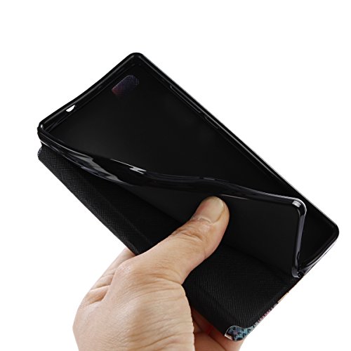 P8 lite Hülle,Huawei P8 lite Hülle – Cozy Hut Lederhülle Leder Tasche Case Cover für Huawei P8 lite Hülle PU Schutz Etui Schale 3D-Color-Mandala Muster Design Backcover Flip Cover Wallet Hardcase im Bookstyle mit Standfunktion Karteneinschub und Magnetverschluß Etui Flip Case für Huawei P8 lite [Vollständigen Schutz] – Datura - 6