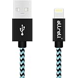 Apple MFi-Certifi&eacute; aLLreLi C&acirc;ble Lightning vers USB C&acirc;bles d'alimentation Blind&eacute;/Tress&eacute; 1M - Noir