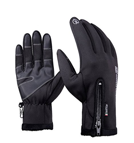 LaiXin Gants, Gants d'hiver, antidérapant écran Tactile Gants Homme Femme Enfants Coupe-Vent et étanche pour Automobile, vélo, d'équitation, l'escalade et la randonnée, Gants d'hiver Mitaines - Noir