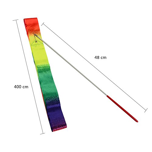 IDEALEBEN 2er Schwungband Gymnastikband Rhythmikband mit Stab passt gut zum Jonglieren, Tanzen, Musikunterricht, Spielen… Viel Spaß damit!! - 3