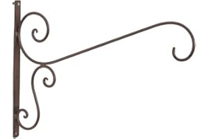 MACOSA HOME MACOSA SA89309 Wandhaken Blumenampel Metall braun 40 cm Wandhalter Landhausstil Dekoration Wand Haken Halterung Pflanzenhaken Dekohaken