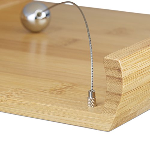 Relaxdays Serviettenhalter aus Bambus, HxBxT: 3,7 x 21,7 x 21,7 cm, Kugel als Beschwerer, Holz, Serviettenständer, natur - 4