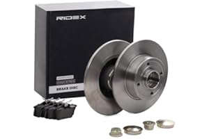 RIDEX Kit de discos de freno y pastillas 3405B1184 Eje trasero con anillo sensor magnético incorporado con cojinete rueda macizo compatible con RENAULT Clio III Hatchback BR0/1, CR0/1 TWINGO II CN0