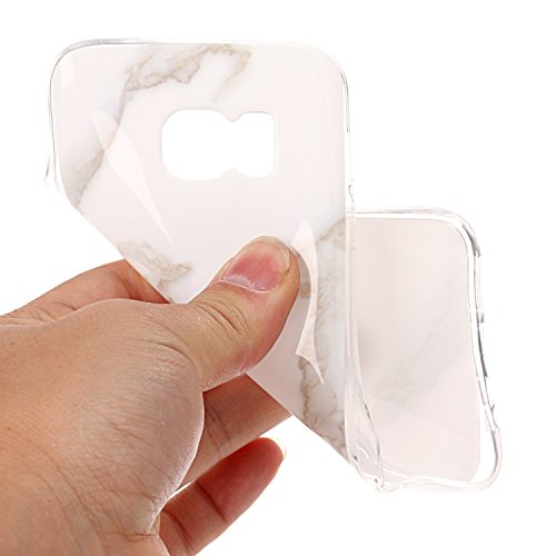Cozy Hut Für Samsung Galaxy S7 Handyhülle mit Marmor / Marble Design(weiß / grau) | Handytasche | | Schale | | Hülle | | Case | Handy-etui | TPU-Bumper | Soft Case | Schutzhülle Cover für den optimalen Schutz ihres Samsung Galaxy S7 (5,1 Zoll) – Jade weißer Marmor - 5