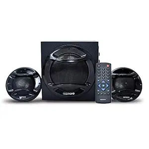 GIZMORE GIZ Trio 2111 4000W P.M.P.O Bluetooth Multimedia 2.1 Speaker with Multiple connectivity and Remote Control & Bluetooth, AUX, USB, FM Radio & Micro SD Card Connect Multimedia Speaker., black, 200x210x200 mm