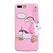 Produktbild LuckyW iPhone 7 Plus Hülle Silikon, 3D Carton Einhorn Handyhülle für Apple iPhone 7 Plus/8 Plus (5.5 Zoll) Soft Silikon Tasche Transparent Clear Klar Durchsichtig Dünne Schutzhülle - Rosa