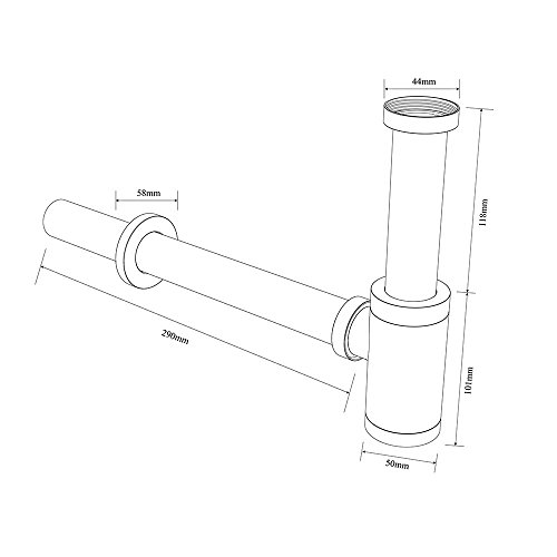 Siphon Ablaufgarnitur SN02 | mit Geruchsverschluss | inkl. Wandrosette | höhenverstellbar | Standard DIN-Anschlüsse | edel verchromt | Form: rund - 5