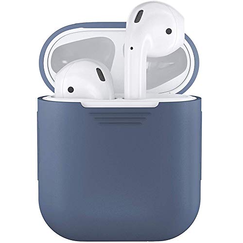 Preisvergleich Produktbild lqw0kk41 Stoßfestes, weiches Silikon-Schutzetui für Apple AirPods-Kopfhörer - Marineblau