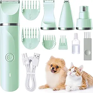 Telfun Dog Clippers for Grooming Kit, New Upgrade 2 Blades Pet Grooming Tools, USB Rechargeable Low Noise Cordless Electric Dog Trimmer Suitable for Hair Trimming of All Parts of The Pet's Body