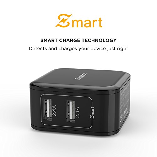 [Smart Charge]EasyAcc® USB Ladegerät 24W 4.8A 2-Port Portable Adapter für iPhone SE, 6s, 6 Plus, iPad Pro / Air / Mini, Galaxy S7, S6 Edge, S6 Plus und viele mehr, Schwarz - 2