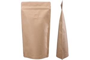 Lacers Standbodenbeutel Kraftpapier in versch. Farben, High Barrier mit Ventil, Nachhaltig, Kaffeebeutel mit Aromaschutzventil, wiederverwendbar