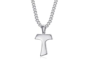 BOBIJOO JEWELRY - Pendentif Collier Croix en Tau de Saint Antoine Chevalier T Acier Argenté Chaîne
