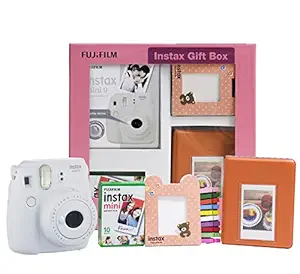 Fujifilm Instax Mini 9 Instant Camera (Smokey White) Gift Box