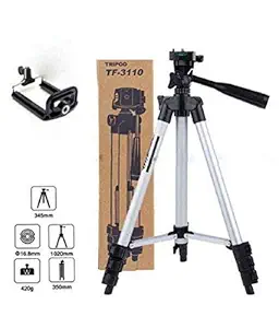 Jyara 3110 Portable and Foldable Tripod with Mobile Clip Holder Bracket, Fully Flexible Mount with 3 Dimensional Head for Phones and Camera