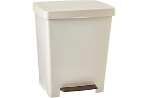 TATAY Cubo de Pedal Cubik ECOHOME, 21L de Capacidad, Pedal Retráctil, de Polipropileno, Libre de BPA, Bolsa Basura 30L, materiales 100% reciclados, Color Beige, Medidas 33,5 x 30 x 39 cm