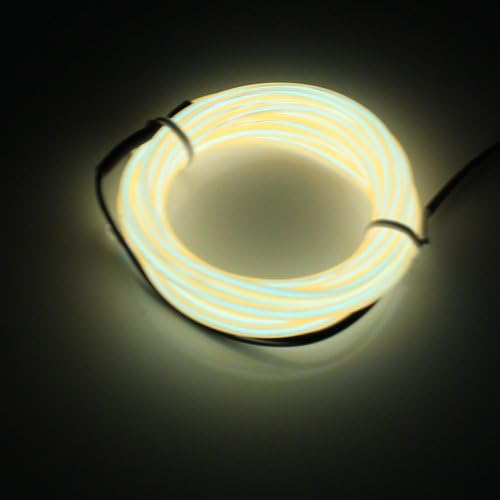 Lerway 5M Colorful Luminous EL Electroluminescent Wire LED Light Glowing Lighting Flexible Lamp + Controller Box,for Home Kitchen Garden Bedroom Decoration, Coffee Restaurant,Party Bar Club (Yellow)