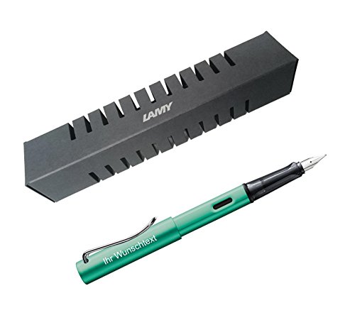 Lamy Füllhalter AL-star Modell 032, Feder LH, inkl. Laser-Gravur, Farbe bluegreen (blaugrün), für Linkshänder