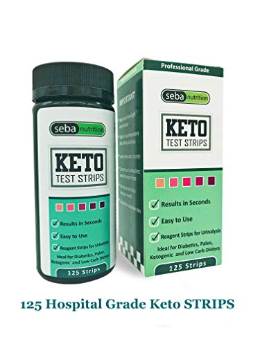 Seba Nutrition - Keto Urine Test Strips - 125 Urinalysis Test Sticks - Professional Grade - Design for Ketogenic and Low Carb Diets - Best for Accurate Meter Measurement of Urine Ketones Tests