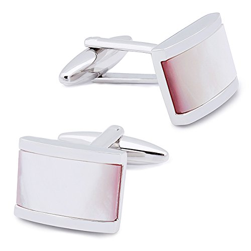 HAWSONGraceful Cufflinks for Men, Custom Pink Shell Nature Stone Political Cufflinks Set Business