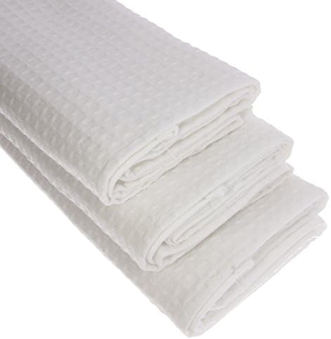3 x 100% Cotton Waffle Piqu&eacute; Design Tea Towels, 70&nbsp;x 50&nbsp;cm High Quality, White, Restaurant Quality.