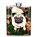 Produktbild Rundafuwu Flask for Liquor7 Oz Stainless Steel Flask Autumn Maple Leaves Pug Fashion Portable Stainless Steel Hip Flask Whiskey Bottle for Men and Women 7 Oz