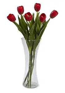 TiedRibbons Flora Vase (9 inch) with Artificial Tulips Stems
