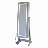 Espejo Cabina Joyero de pié con Luz LED Audrey (Gris)