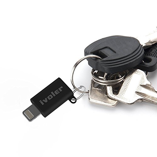 iVoler Lightning auf Micro USB Adapter mit Schlüsselring, [3 Stück] Micro USB auf 8 Pin Lightning Konverter Stecker, Laden und Synchronisieren für iPhone 7/ 7 Plus/ 6/ 6s/ 6 Plus /5 5s 5c, iPad Pro/ iPad Air/ iPad mini und andere Geräte des Ios – Schwarz - 7