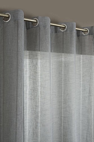 Gardine In Leinen Optik Mit Transparenten Streifen 140 X 240 Beige - 5