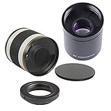 Das 500 mm f / 8-Teleobjektiv umfasst einen 2x-Telekonverter, der an jedes T-Mount-Objektiv (Schraubmontageobjektiv) angebracht wird und die Brennweite dieses Objektivs effektiv verdoppelt, sodass der Fotograf der Aktion viel näher kommt T-Mount Objektive.