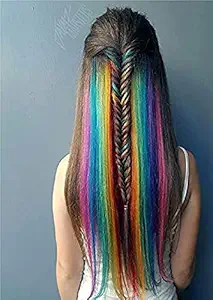 Colorful Hair Streaks Colored Extensions for Hair For Party Wear Multicolor Set Of 10 Pack Of 1