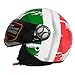 Produktbild Panzer TK-701 Jet Pilot Mofa Chopper Cruiser Scooter Retro Vespa Helm Open Face Motorrad Motorradhelm Italienische Flagge Style ECE-Zertifiziert mit Visier,XL61~62cm