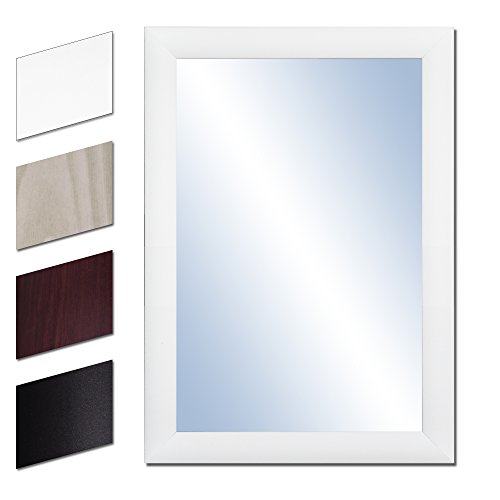 Bilderdepot24 Wandspiegel Spiegel Badspiegel Holzrahmen komplett mit Echtglas - WEIß - ca. 70x50 cm