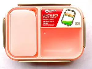 Clastik Leakproof Slim, 2 Compartment Lunch Box with Spoon for Office, Kids, School Going Children Boys, Girls (1.2 LTR.) (Pink)