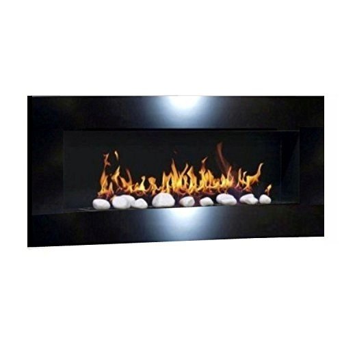 Chimenea XXL PLUS Design chimenea de pared Bio etanol y gel ardiente Chimenea (negro)