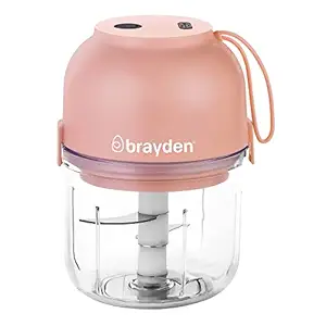 Brayden Chopro Zen Rechargeable Electric Chopper and Mini Food Processor for Kitchen with Micro USB Cable, 300 ml (Zen - Pink)