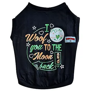 FETCHER Black 'I Woof You to The Moon and Back' Premium Dog T-Shirt for Small Breeds (18