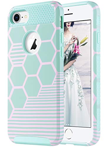 Ulakcases ULAK Funda iPhone 8, iPhone 7 Slim Híbrido de Doble Capa Resistente a los Arañazos Duro Cubierta Trasera Shock Absorbente TPU Parachoques Caso, Menta