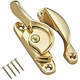 TERF® Traditional Vintage Polished Brass Sash Window Lock Catch Latch Fitch Fastener With Fixing Screws For Wood Aluminium UPVC Vinyl Frames - Pack of 1